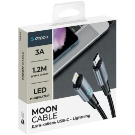 Кабель Deppa Moon USB-C/Lightning, 1,2m,72522 Gray