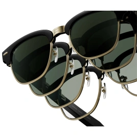 Умные очки Ray-Ban Clubmaster (audio) Shiny Black on Gold Standard Transitions Graphite Green