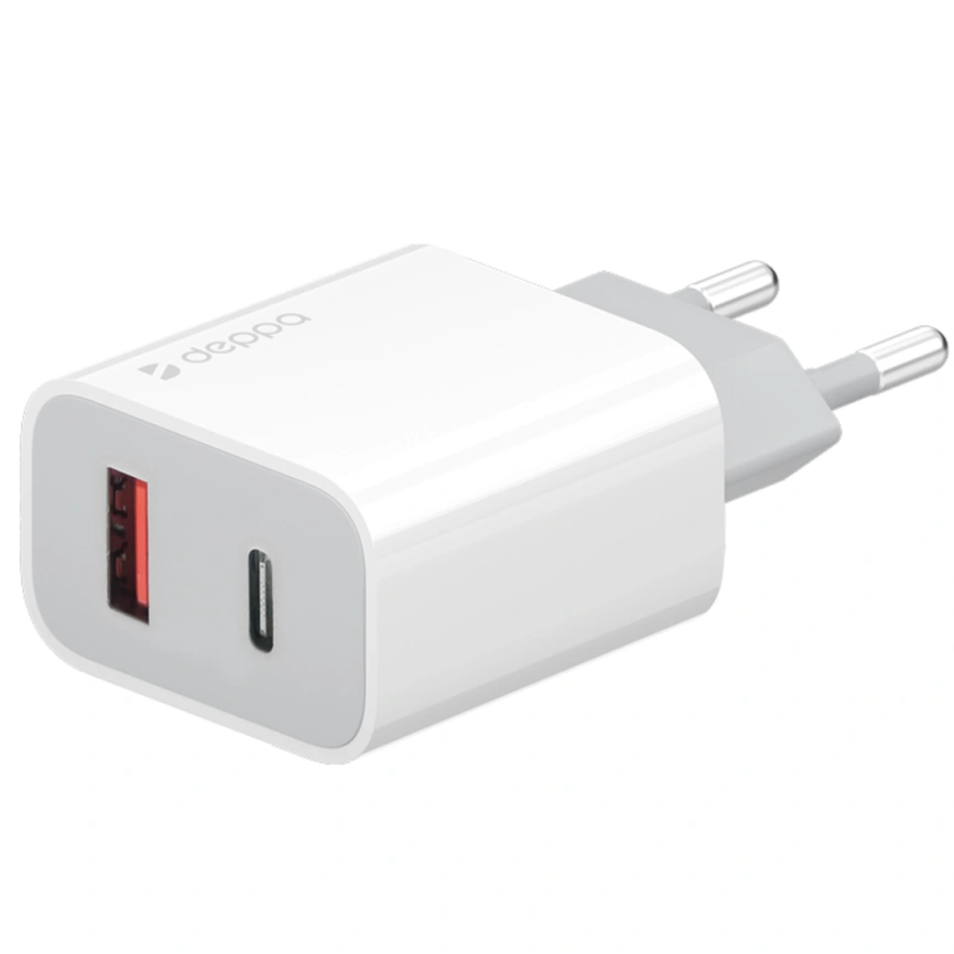 Сетевое зарядное устройство Deppa 18W USB-A/USB-C 11399 White фото 1