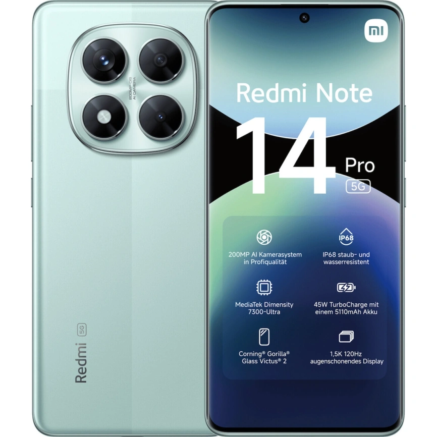 Смартфон Xiaomi Redmi Note 14 Pro 5G 12/512Gb Coral Green Global Version фото 3