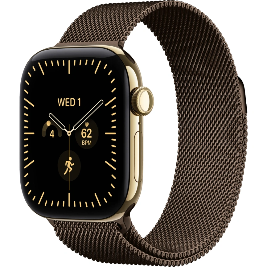 Смарт-часы Apple Watch Series 12 46mm Radiant Gold Titanium Case with Dark Bronze Milanese Loop S/M фото 1