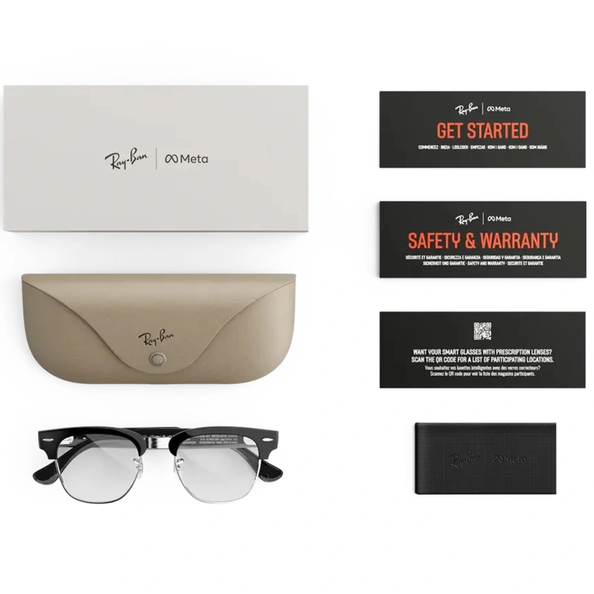 Умные очки Ray-Ban Clubmaster (audio) Shiny Black Standard Clear фото 5