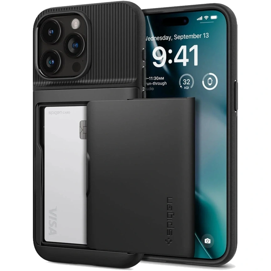 Чехол Spigen Slim Armor CS для iPhone 15 Pro Max (ACS06589) Black фото 1