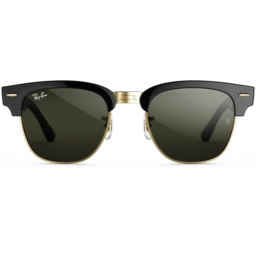 Умные очки Ray-Ban Clubmaster (audio) Shiny Black on Gold Standard Green фото 4