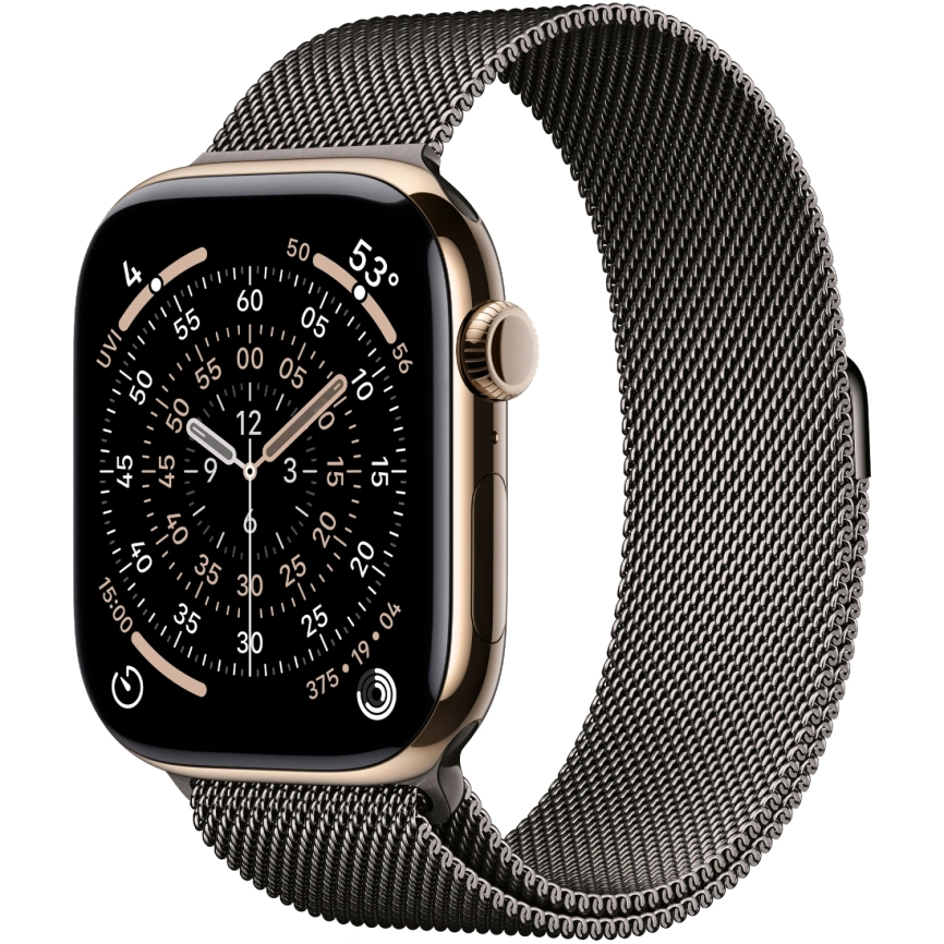Смарт-часы Apple Watch Series 11 42mm Gold Titanium Case with Slate Milanese Loop фото 1