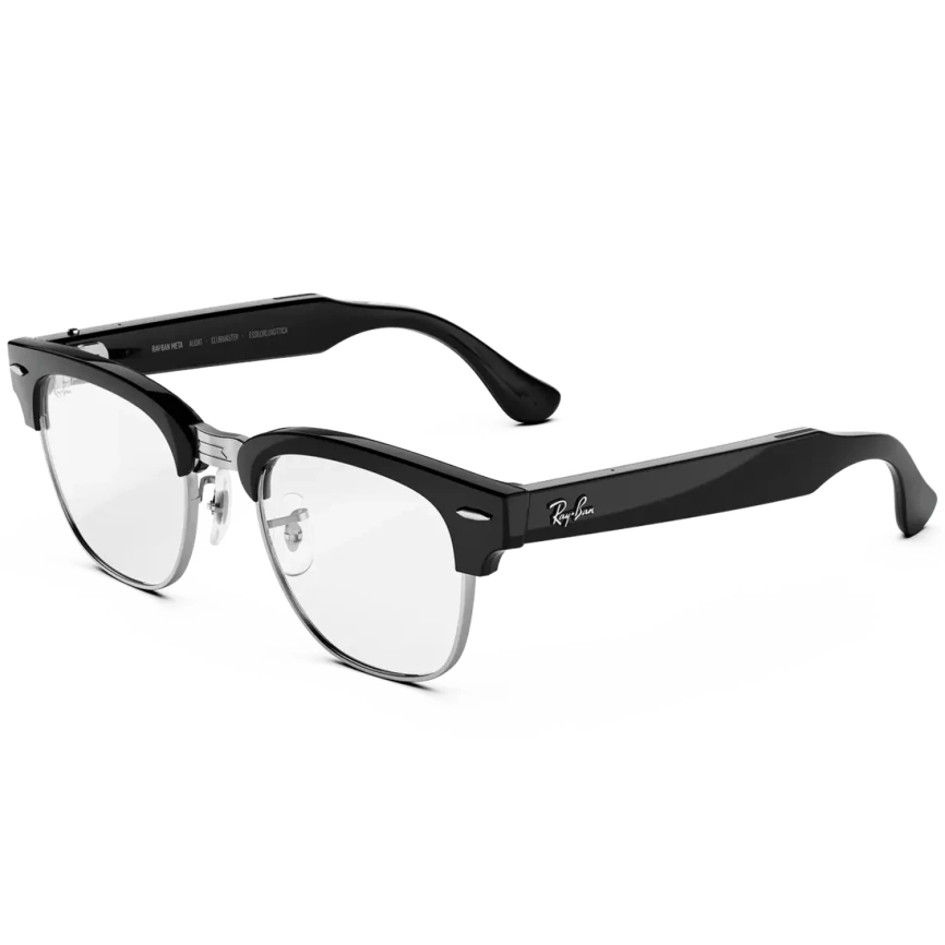 Умные очки Ray-Ban Clubmaster (audio) Shiny Black Standard Clear фото 1